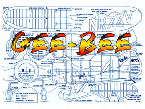 full size printed plans scale 1:10  control line gee-bee stable and smooth flying model;