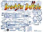 full size printed plans scale 1:12control line  carrier event brewster buffalo