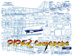 full size printed plans scale 1 1/4" = 1ft control line piper comanche throttle, flap and retracting landing gear