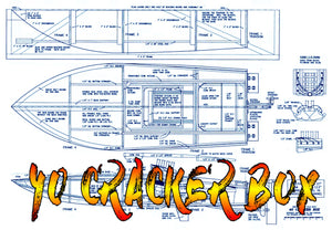 full size printed plan 1/5 scale racing boat crackerbox for radio control