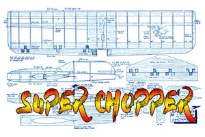 full size printed plan 1963 control line combat "super chopper" with wingflaps