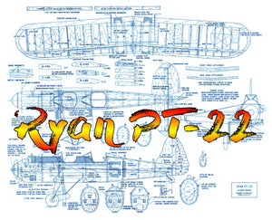 full size printed plans scale 1 1/4” = 1ft  control line  reliable throttle and flaps ryan pt-22