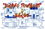 full size printed plans scale 1:24 dravo towboat and barge suitable for radio control