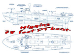 Full Size Printed Plan Scale 1/32 Higgins 78-foot PT boat suitable for radio control