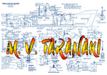 full size printed plan semi scale 1:144  cargo passenger ship m.v. taranaki suitable for radio control