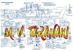 full size printed plan semi scale 1:144  cargo passenger ship m.v. taranaki suitable for radio control