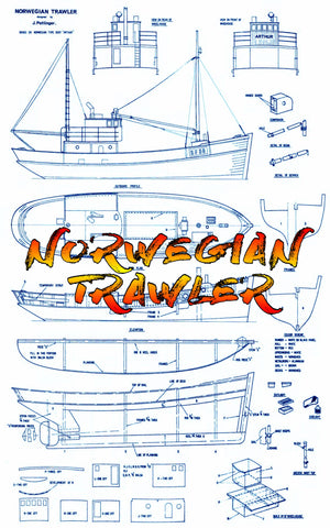 full size printed plan semi-scale 1:16 norwegian trawler for two channel radio control