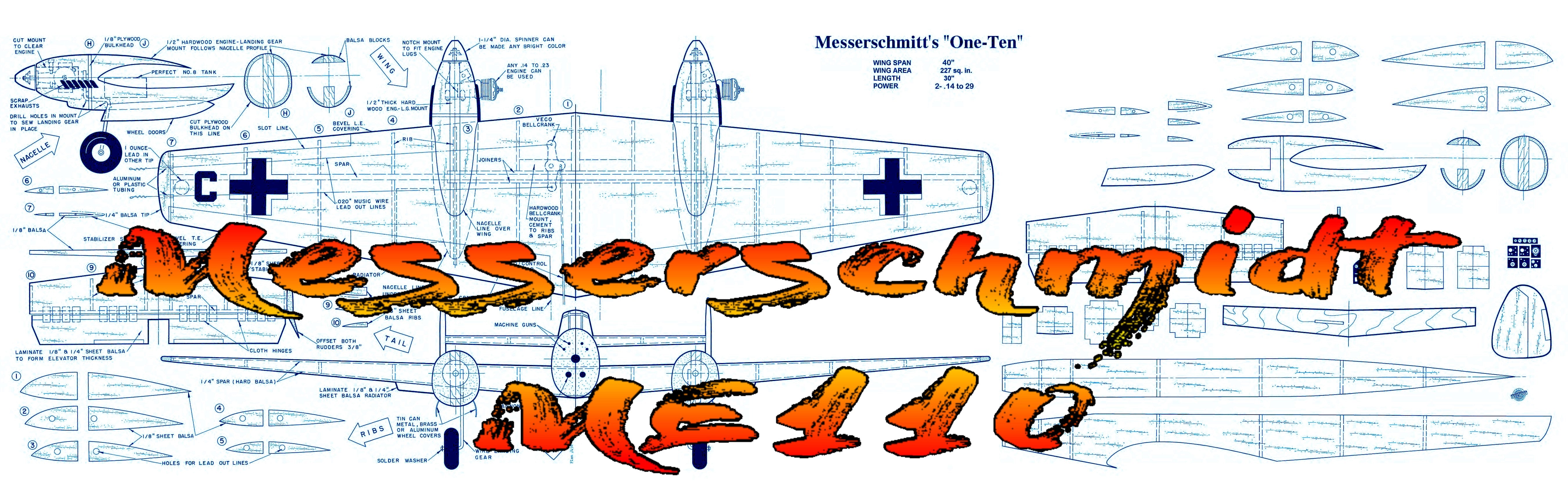 full size printed plans control line scale 1:16 me110 details and markings on the plans are based on a full-size