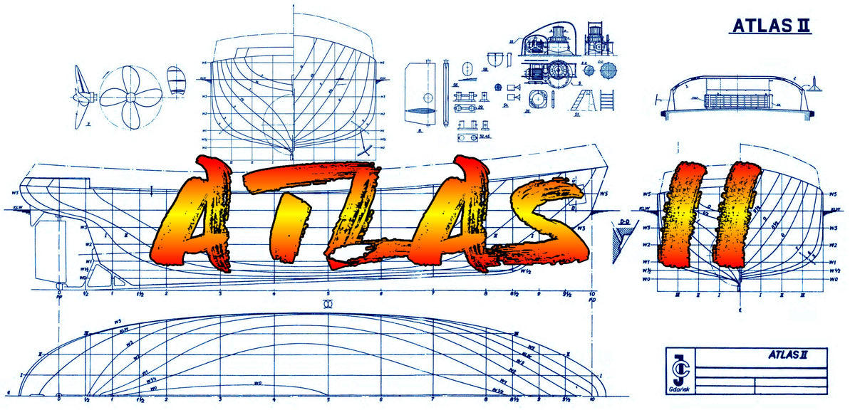 Full Size Printed Plan Scale 1:50 ATLAS II TUG Suitable for Radio Cont ...