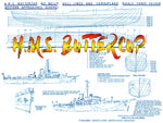 listing is for scale drawings h.m.s. buttercup corvette, flower class - k.193  scale 1:96
