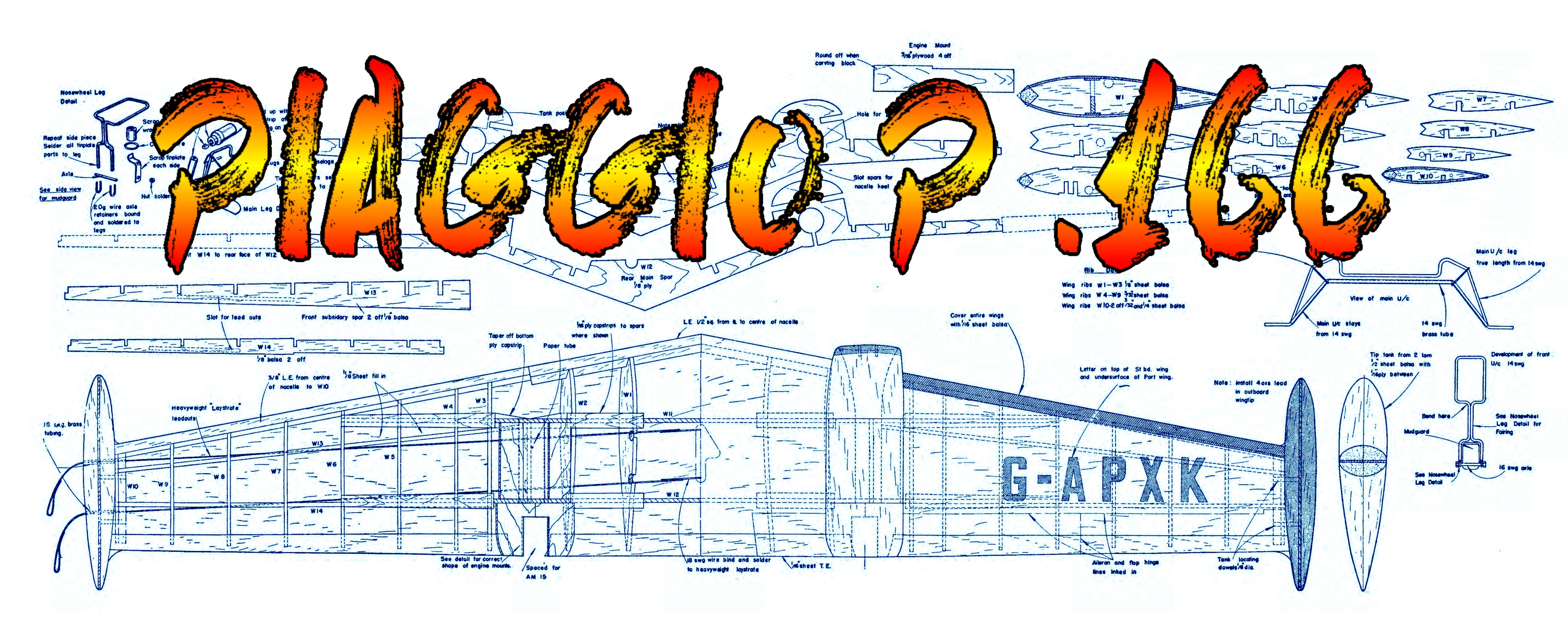 full size printed plans scale 7/8” = 1ft  control line piaggio p .166 kept as simple as possible