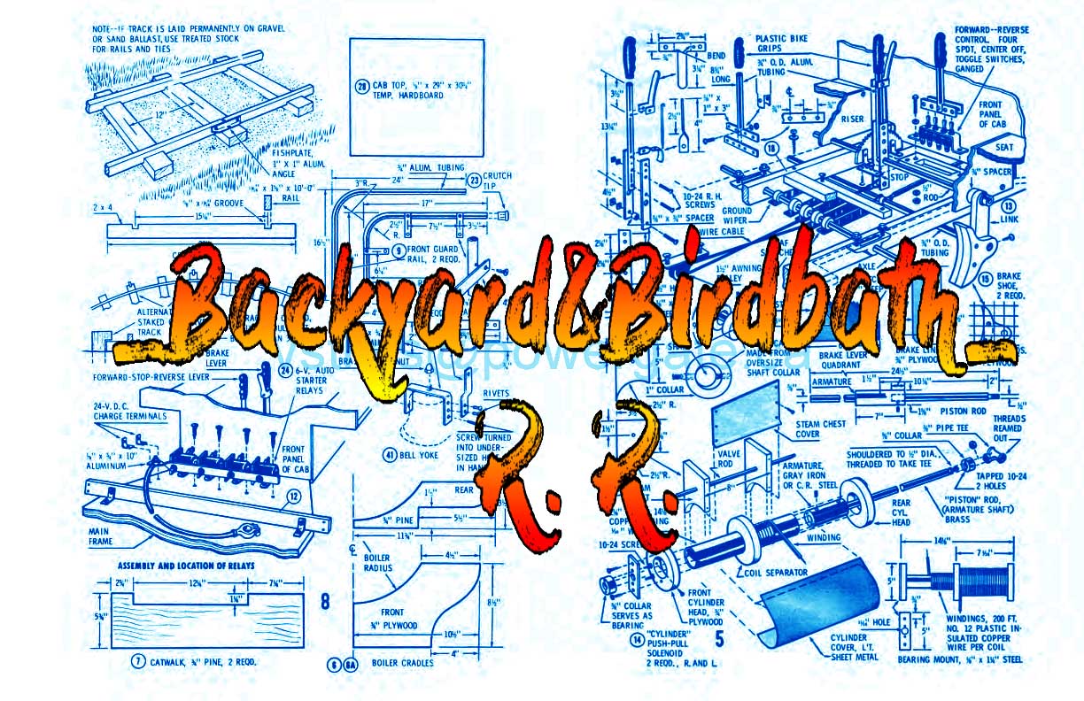 plans to build a childeren's backyard railroad replica old-time steam locomotive and track