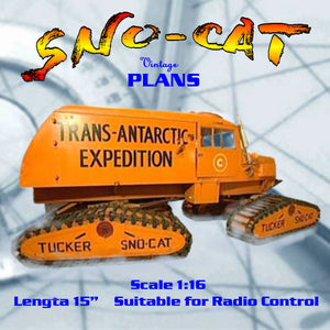 full size printed plan & article scale 1:16 sno-cat for radio control