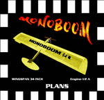 full size printed plan & building notes cl i/2a combat *monoboom* w/s 34"  engine 1/2 a