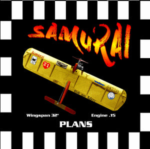 full size printed plan & building notes fai combat  ** samurai ** wingspan 32"  engine .15