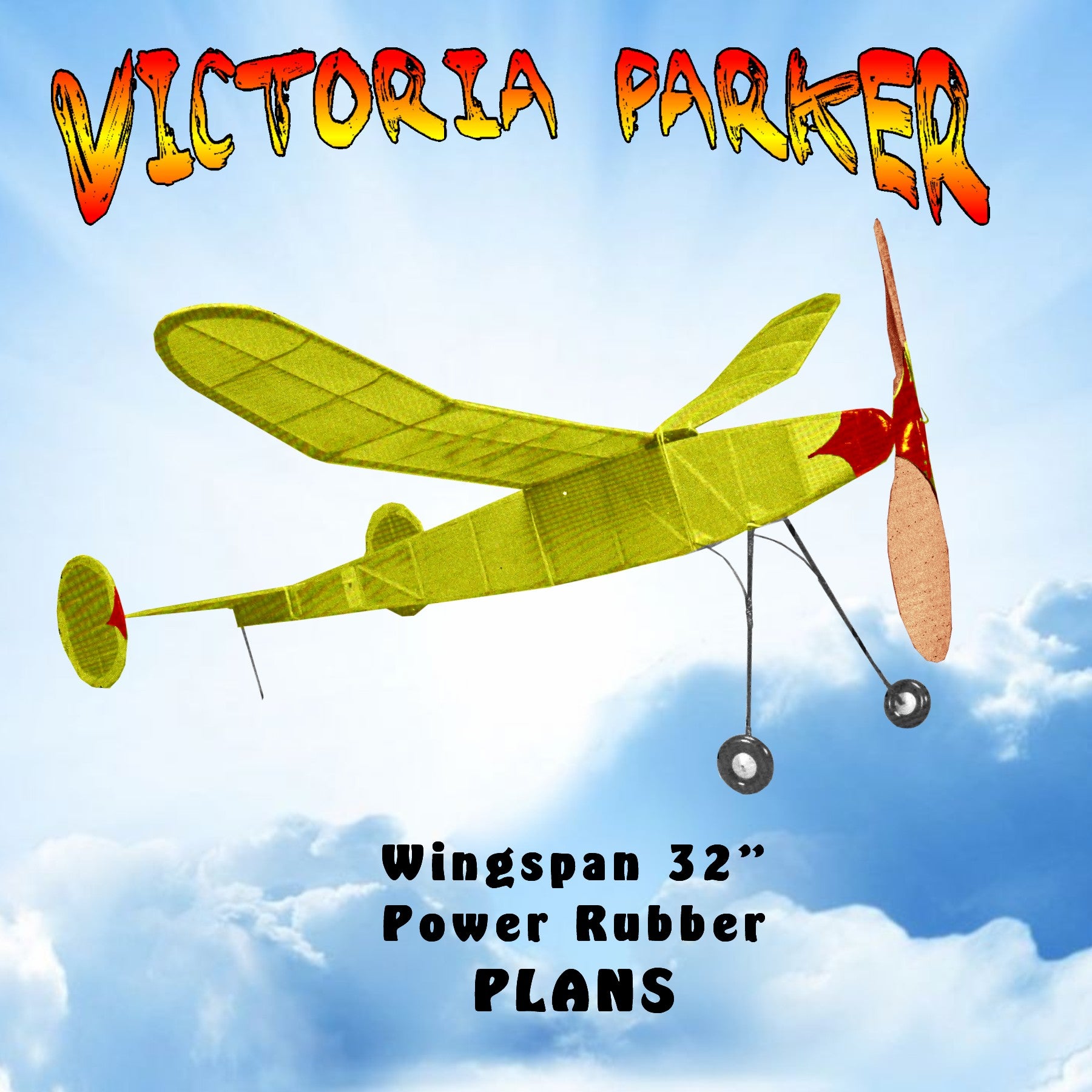 full size printed plan freeflight victoria parker wingspan 32”  power rubber