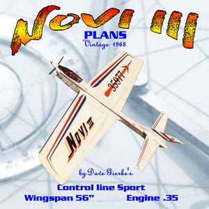 full size printed plans vintage 1968 controline precision acrobatic aircraft “novi iii”
