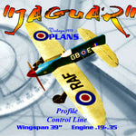 full size printed plan control line  wingspan 30”  engine .29 to .40 "jaguar"