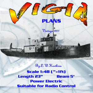 full size printed plan scale 1:48 tender/pilot vessel "vigia" suitable for radio control
