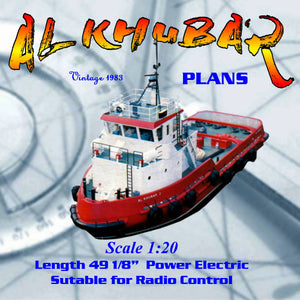 full size printed plans united arab emirates. harbour tug 1:20 giant scale 49 " for radio control