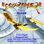 full size printed plan competition jetex aircraft "scorcher"jetex 150 with augmenter tube or ducted fan