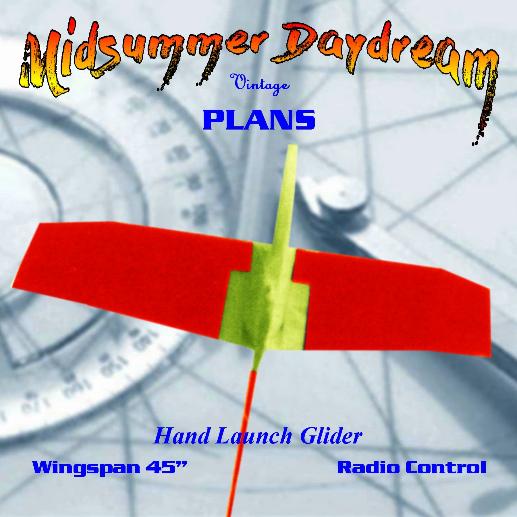 full size printed plan hand launch glider 45” w/s for radio control  is easy to build;