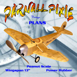 full size printed plans peanut scale "parnall pixie" build this two-seat low winger