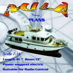 full size prinrted plan to build a 1:16 scale  bering motor yacht 41" suitable for radio control