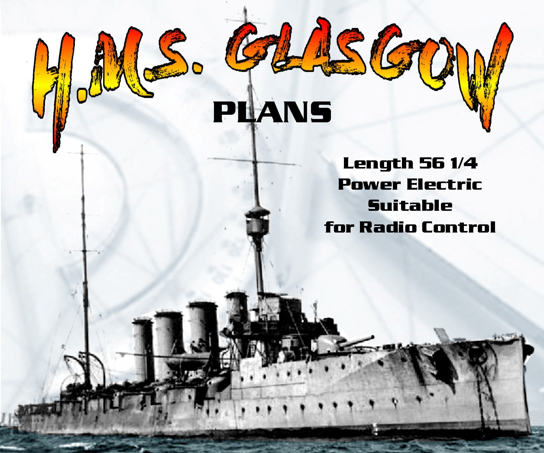 full sizefull size printed plans scale 1/96 bristol class light cruiser  h.m.s. glasgow