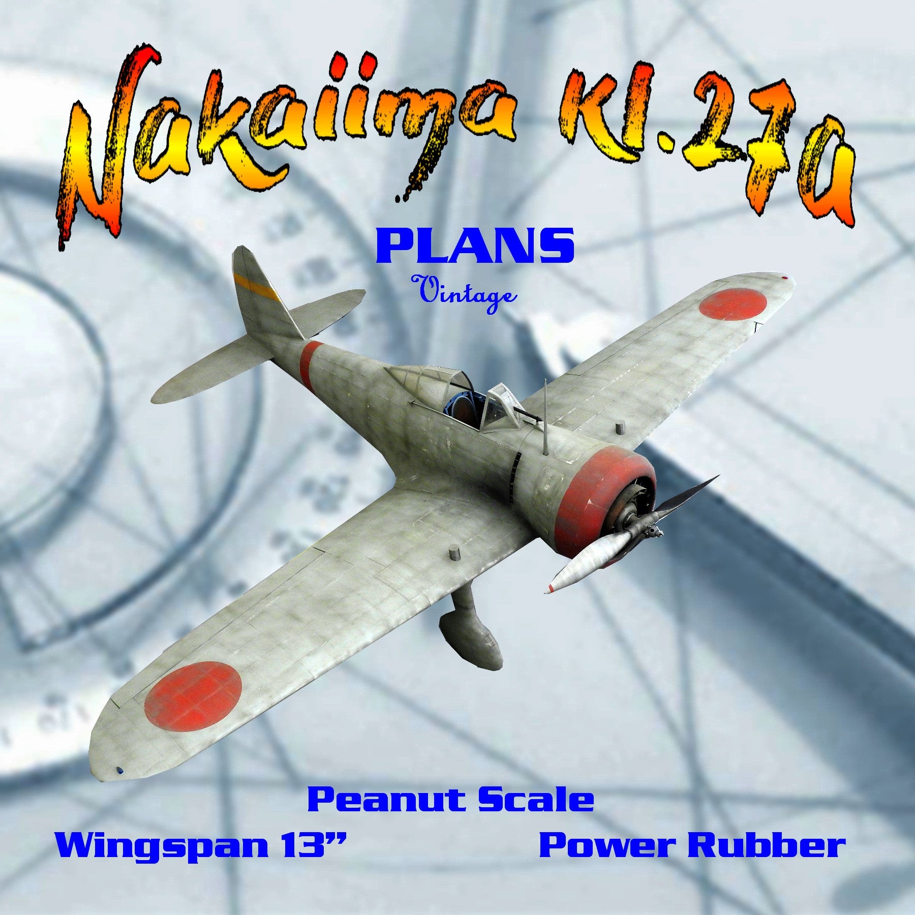 full size printed plans peanut scale "nakaiima ki.27a" looking almost like a modern racer.