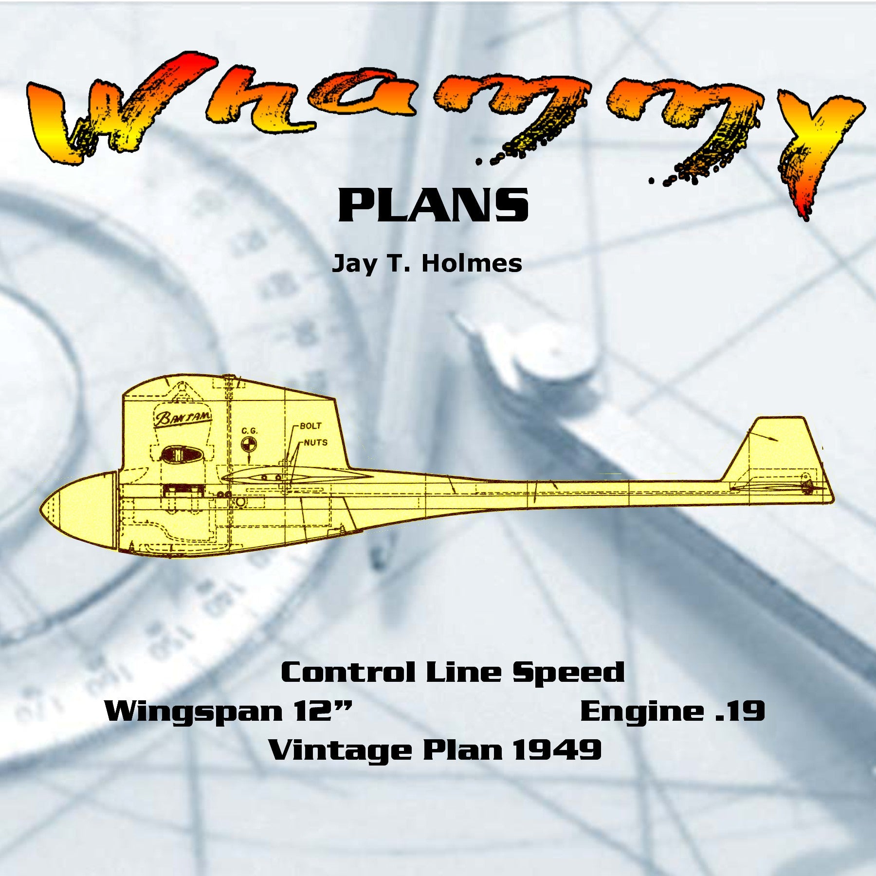 full size printed plan  1949 control line speed  "whammy"  wingspan 12”  engine .19