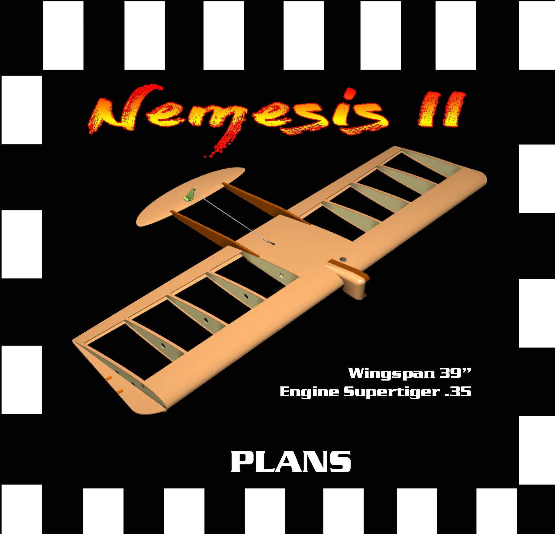 full size printed plan & building notes combat *nemesis ii* w/s 39”  engine supertigre .35