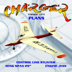 full size printed plan vintage 1970 control line stunter 'charger' 049 swept-wing