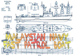 full size printed plans & article  malaysian navy  fast patrol boat scale 1:64 l29" for r/c