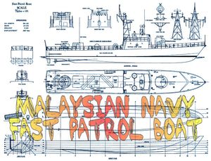 full size printed plans & article  malaysian navy  fast patrol boat scale 1:64 l29" for r/c