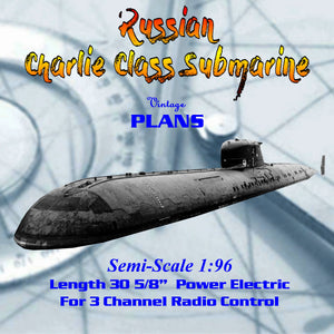 full size printed plan for scale 1:96 40" radio control russian charlie class