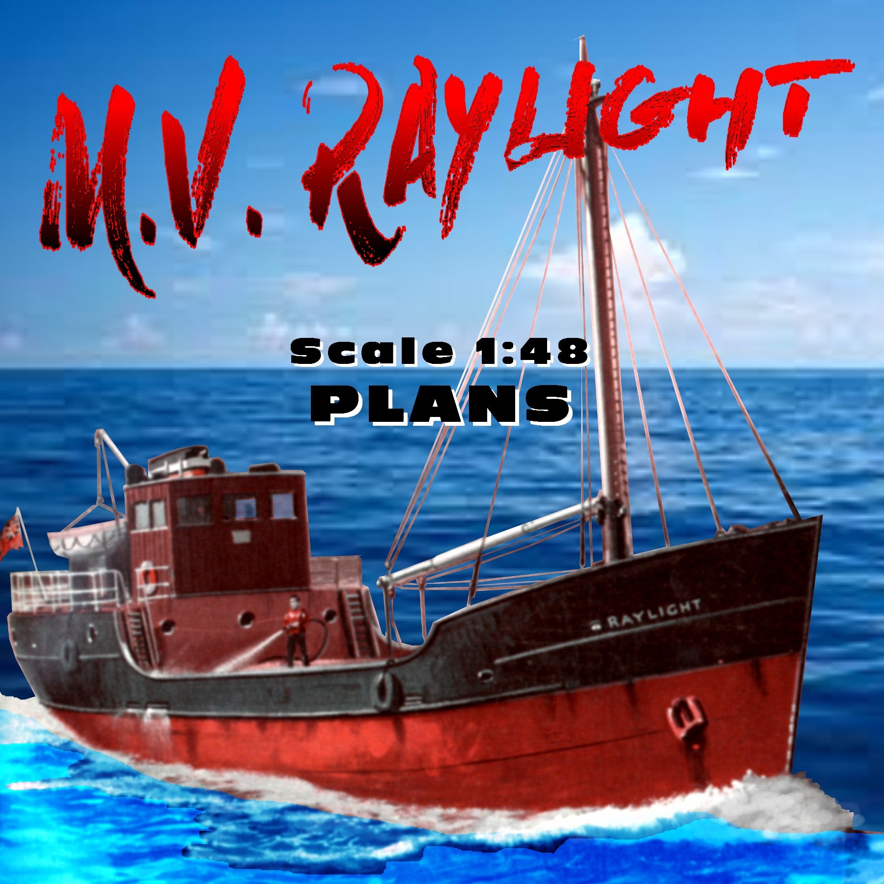full size printed plans  a modern clyde "puffer" m.v. raylight scale 1:48 suitable for radio control