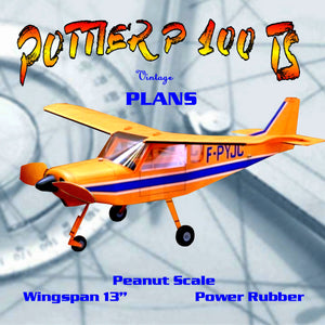 full size printed plans peanut scale "pottier p 100 ts"  fine performing peanut model