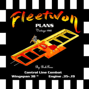 full size printed plan vintage 1960 control line combat "fleetwon" simple, easily built, low in cost,