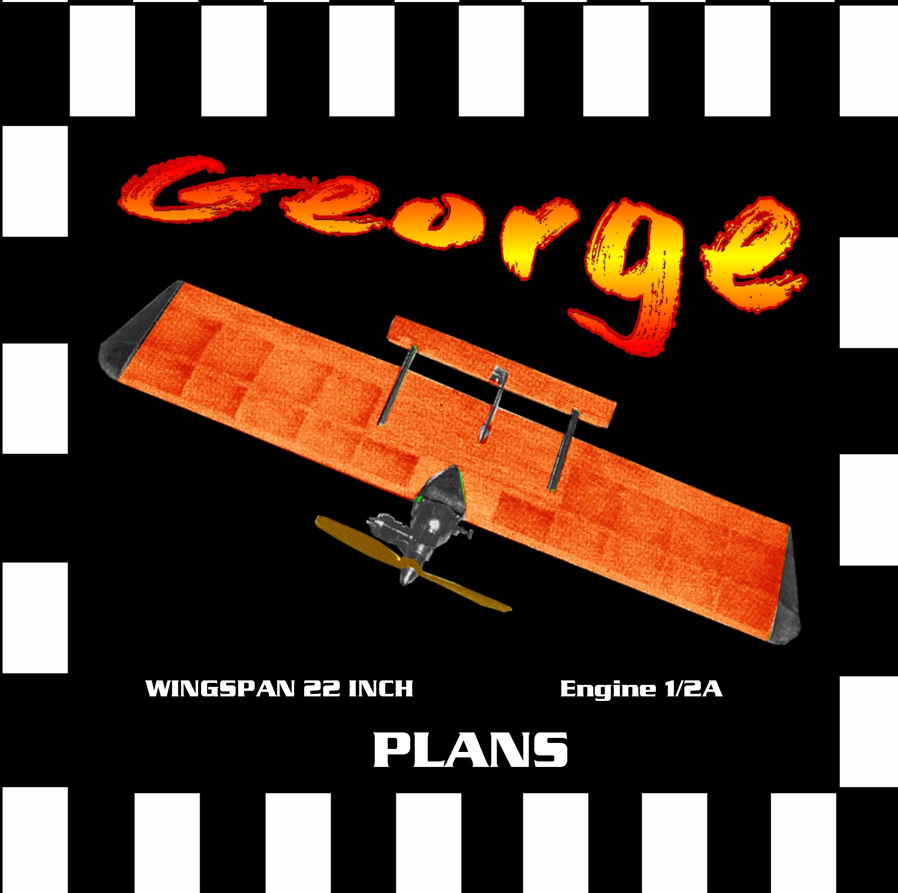 full size printed plan & building notes  half‑a combat *george* wingspan 22 inch  engine 1/2a