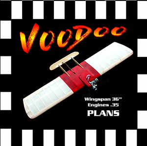 full size printed plan and article combat plane *voodoo* wingspan 36”  engines .35