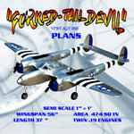 full size plans vintage 1966 semi scale 1” = 1’ control line stunter p-38 the "forked-tail devil"
