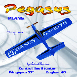 full size plans vintage 1969 control line stunter "pegasus" higher ratio wing than most stunters