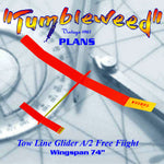 full size printed plan a/2 freeflight  wingspan 72” "tumbleweed"  simple glider for the inexperienced nordic
