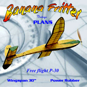 full size printed plans free flight p-30 original design from 1950 "banana fritter"