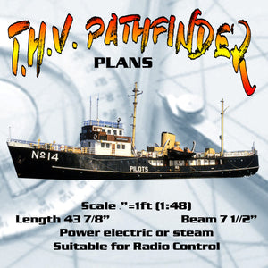 full size plans scale ¼”=1ft length 43 7/8” pilot tender t.h.v. pathfinder suitable for radio control