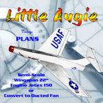 full size printed plan semi scale jetex fighter little augie  jetex 150  or convert to ducted fan
