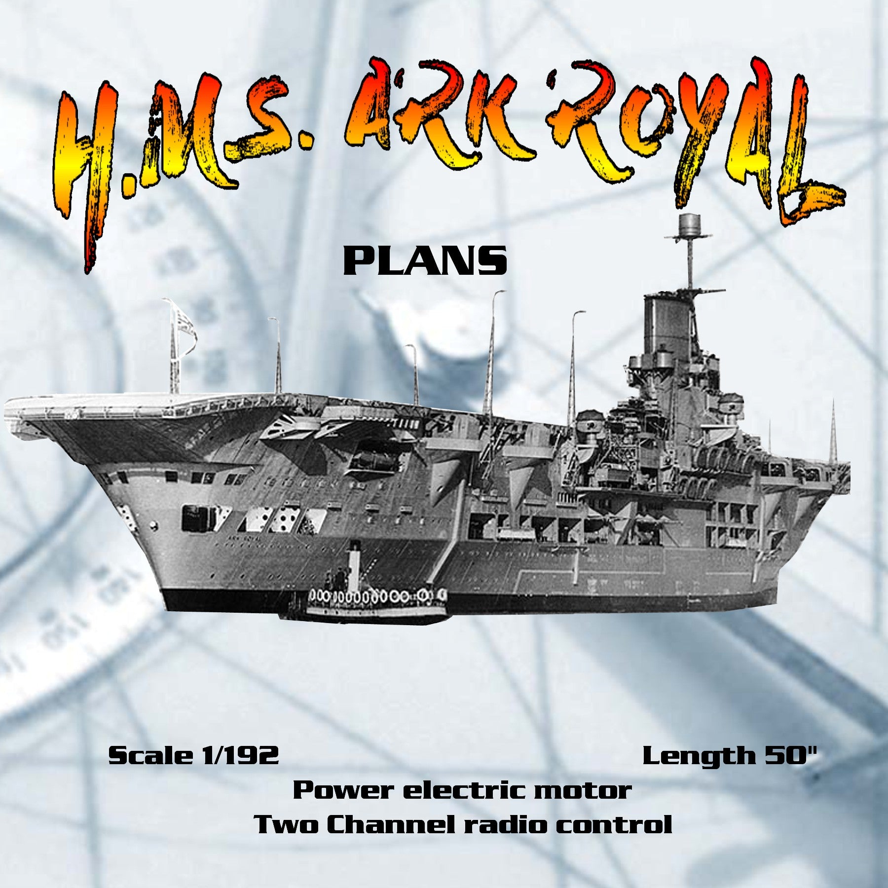 full size printed plan aircraft carrier  scale 1/192  length 50" for radio control