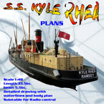 full size printed plan scale 1:48 single hatch coaster "s.s. kyle rhea" suitable for radio control