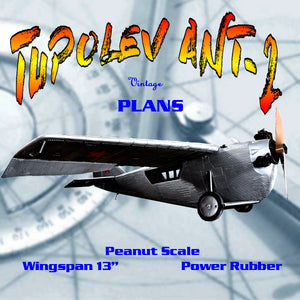 full size printed plans peanut scale "tupolev ant-2 a " fly straight off the drawing board
